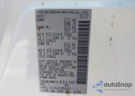 2018 Nissan Pathfinder Sv from USA, damaged, VIN 5N1DR2MM4JC631507